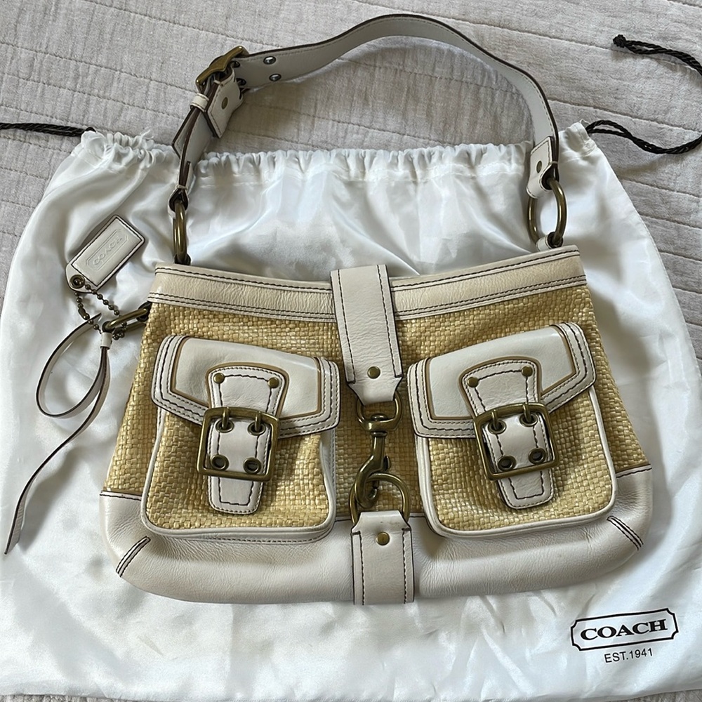 Vintage woven coach shoulder bag. Original coach inside.